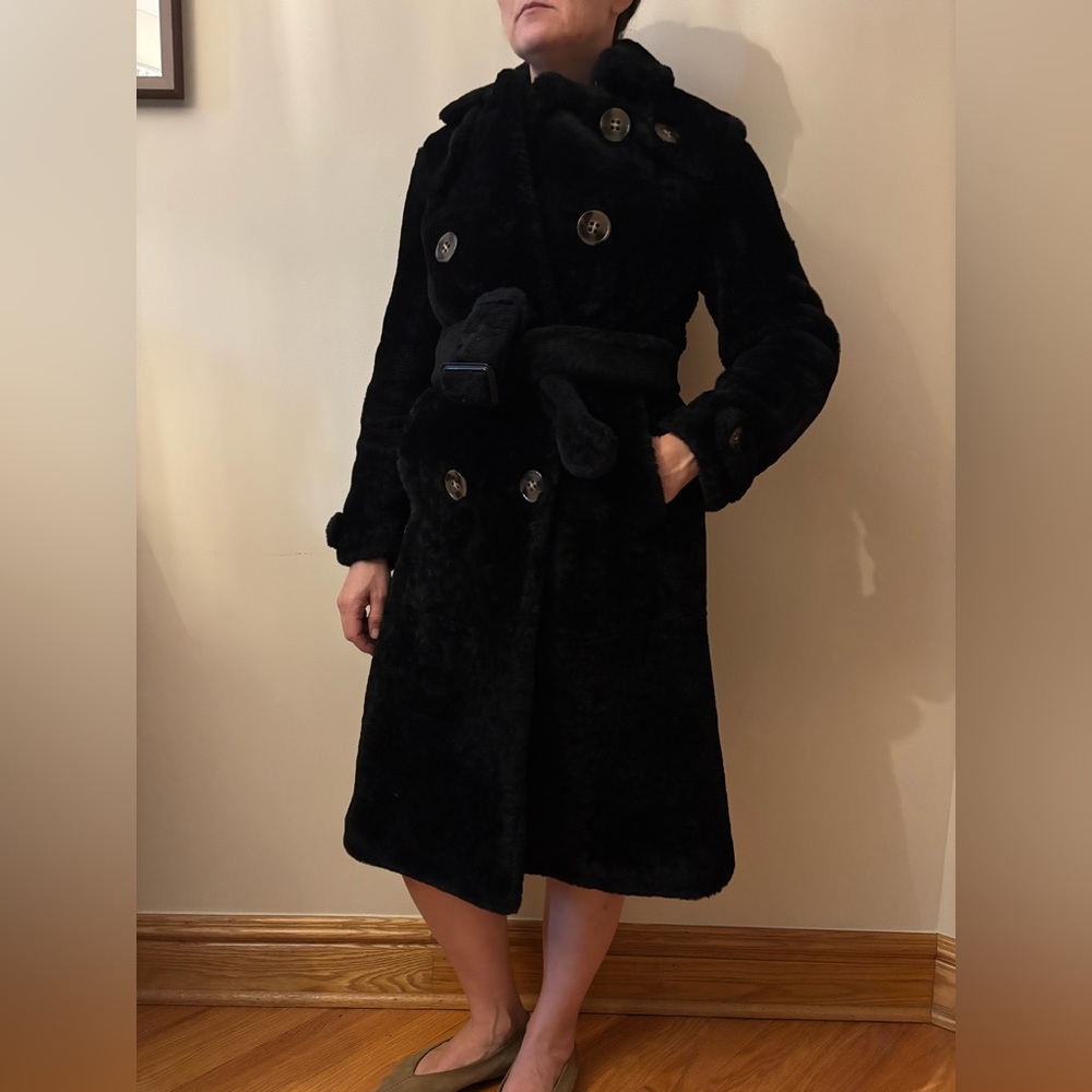 Burberry PRORSUM Women's Black Fur Coat size 36